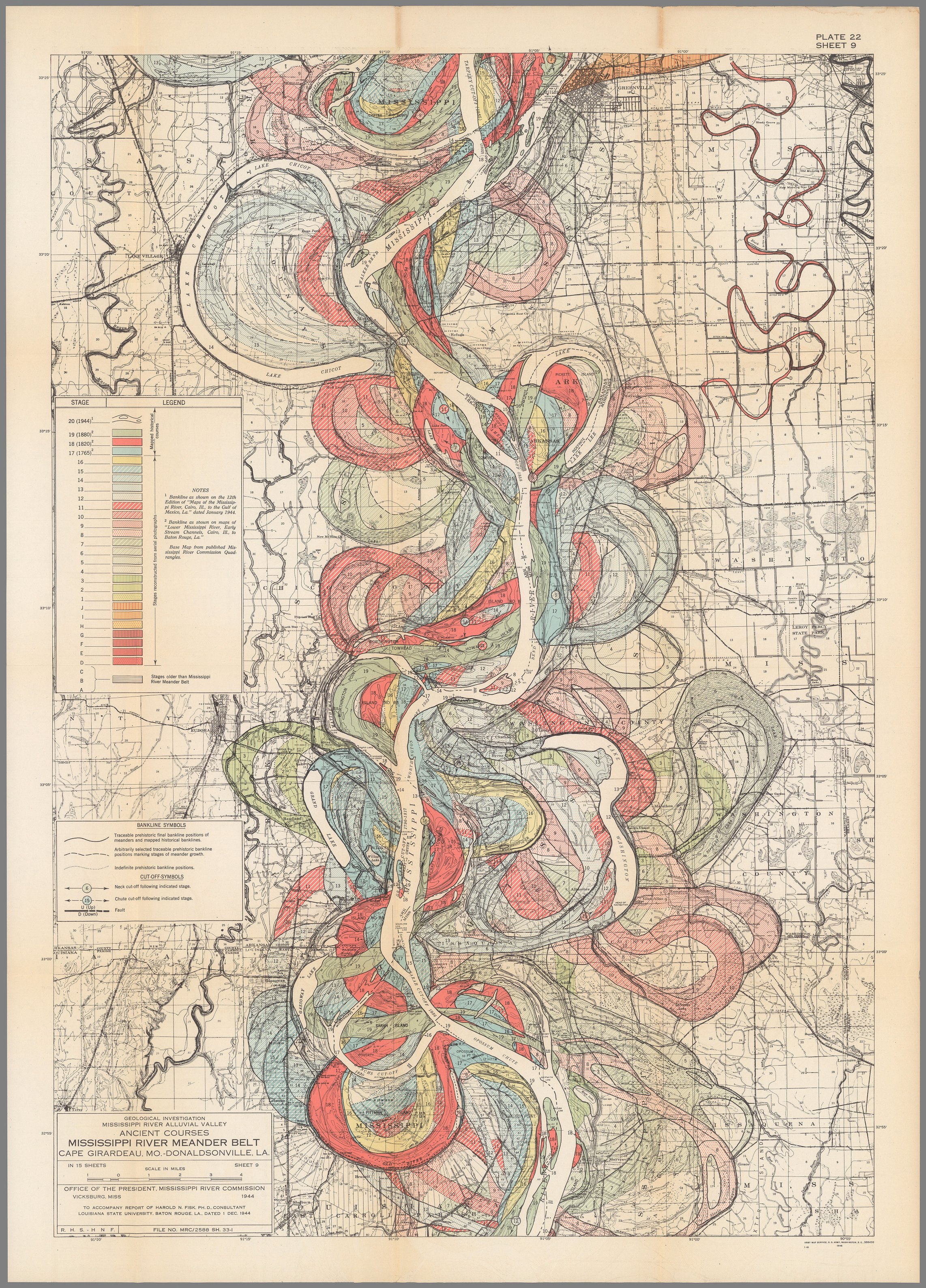 Plate 22 Sheet 9 Alluvial Valley of the Mississippi River. Ancient Courses Mississippi River Meande Plate 22 Sheet 9 Alluvial Valley of the Mississippi River. Ancient Courses Mississippi River Meande