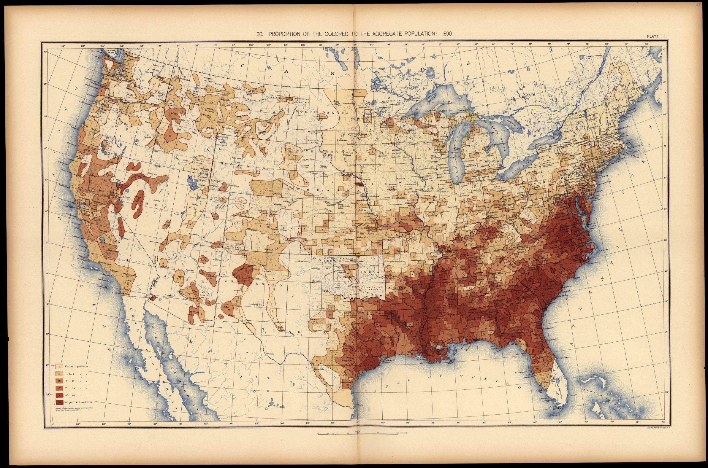 Proportion of the Colored to the aggregate population: 1890
